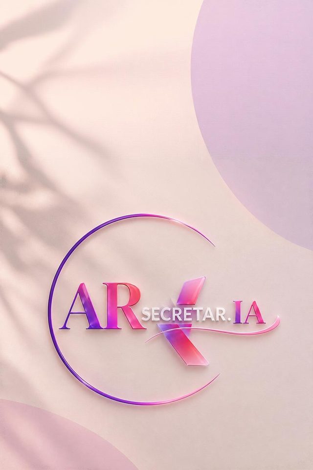 Logo da AR secretar.IA em uma parede rosa com sombra de folhas