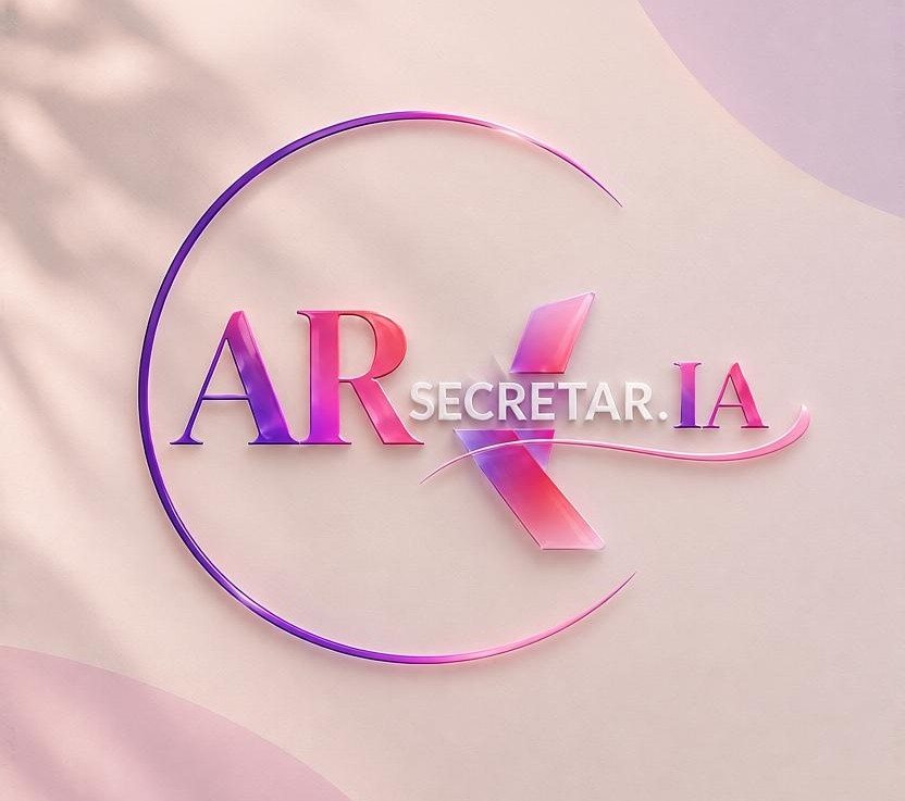 Logo da AR secretar.IA com o arco e o V em degradê de violeta a rosa
